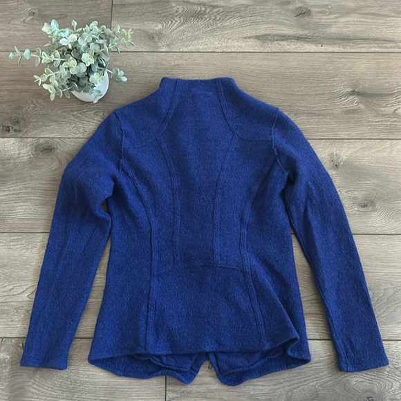 EILEEN FISHER 100% Blue Merino Wool Blue Zip-Up Jacket - Picture 7 of 7